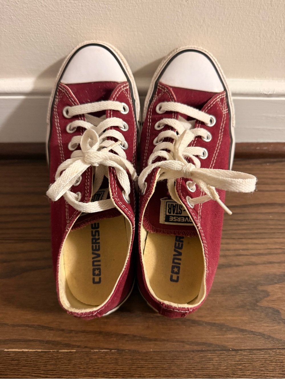 Converse Low Top Sneakers - Burgundy with White Accents